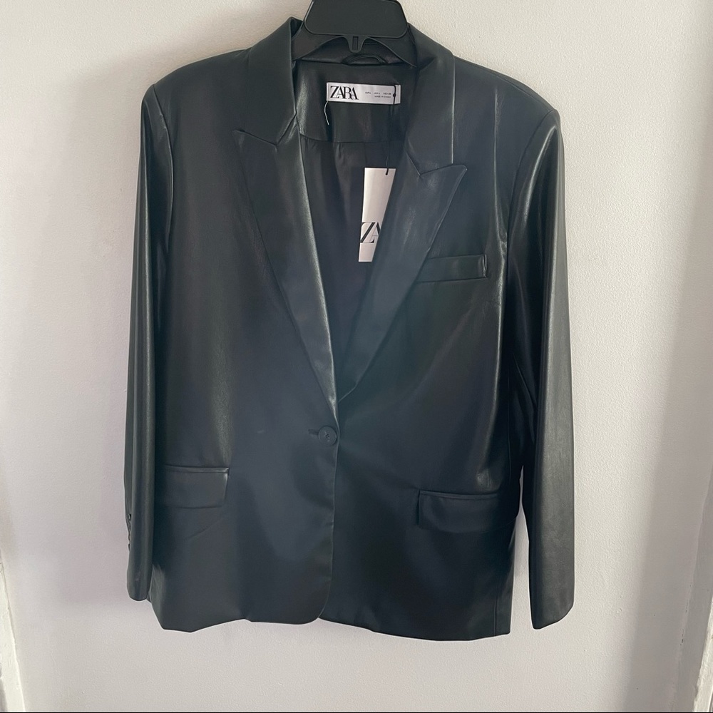 NWT Zara Faux Leather Blazer